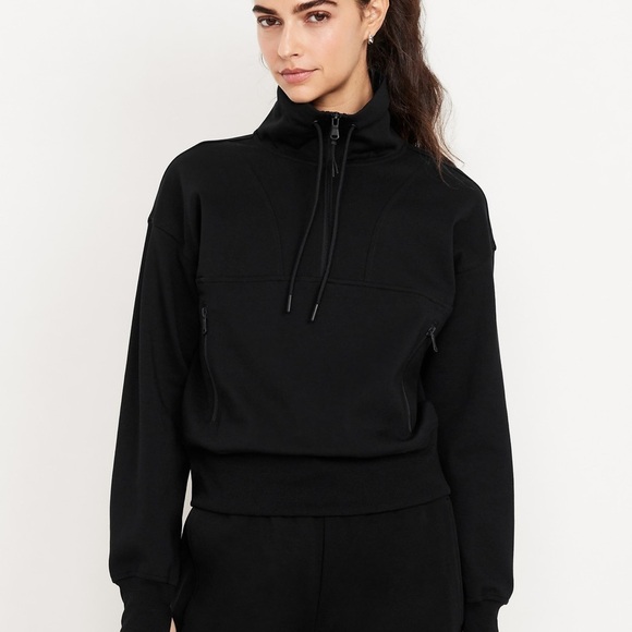 Old Navy Tops - Old Navy Womens Dynamic Fleece Half Zip Black High-Neck Top Size Medium Tall